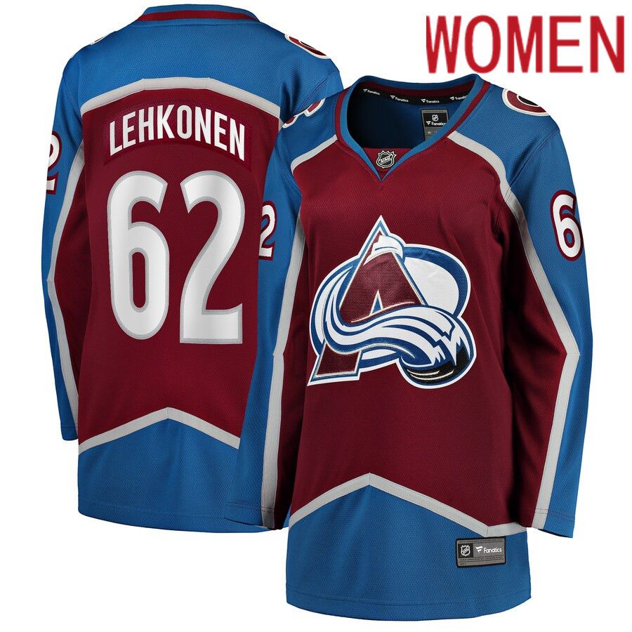 Women Colorado Avalanche 62 Artturi Lehkonen Fanatics Branded Burgundy Home Breakaway Player NHL Jersey